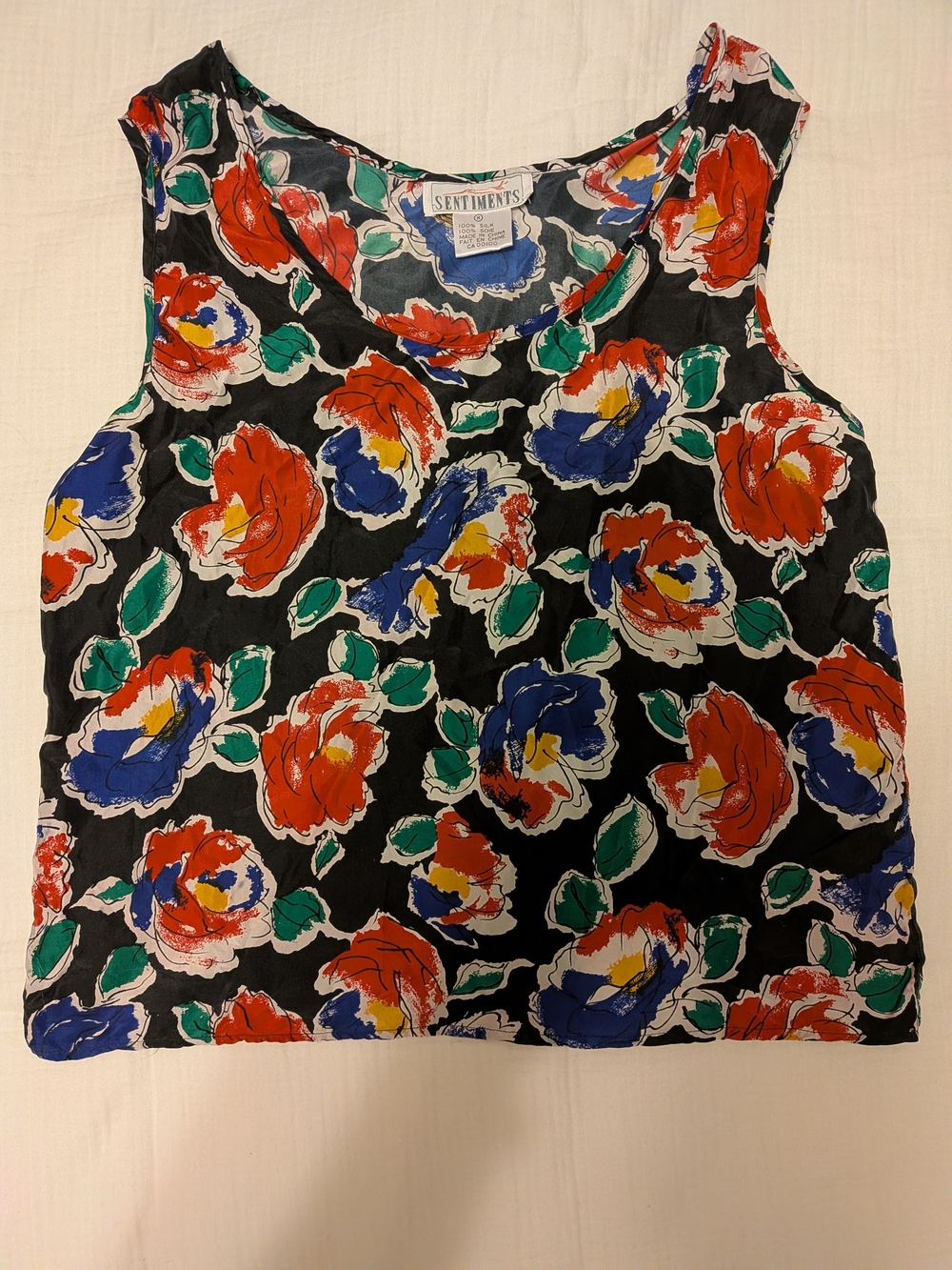 100% Silk Vintage Tank Top